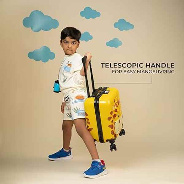 Troler pentru Copii Model Girafa 3D Policarbonat cu Roti Pivotante 35 x 25 x 45 cm Galben – IoArtify.ro [8]