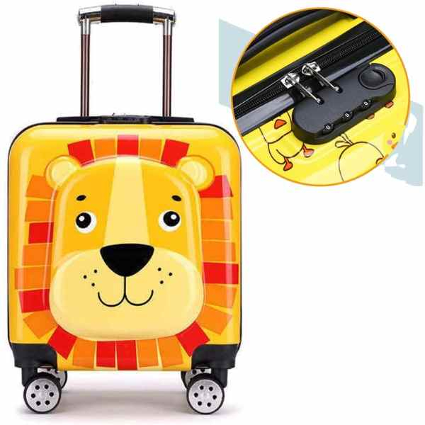 Troler Mercaton pentru Copii Model Leu 3D Policarbonat cu Roti Pivotante 35 x 25 x 45 cm Galben – IoArtify.ro [2]