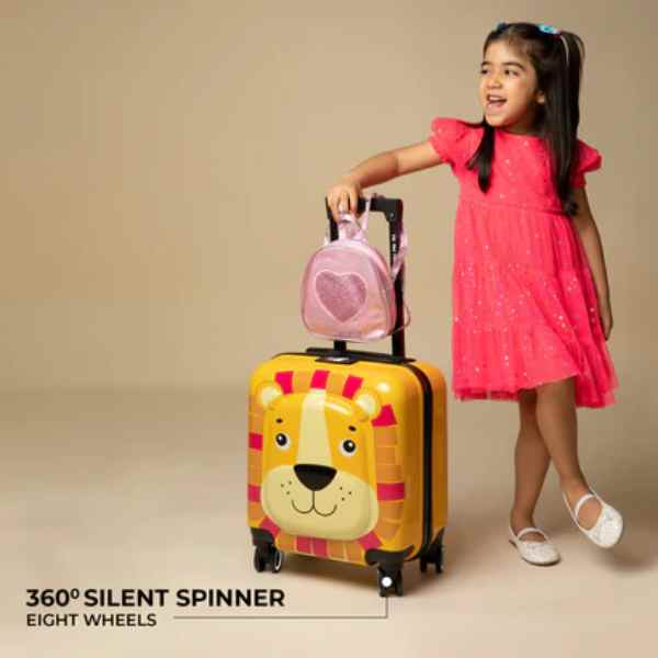 Troler Mercaton pentru Copii Model Leu 3D Policarbonat cu Roti Pivotante 35 x 25 x 45 cm Galben – IoArtify.ro [4]