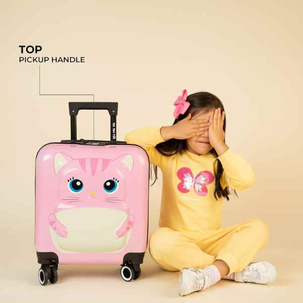 Troler Mercaton pentru Copii Model Pisicuta 3D Policarbonat cu Roti Pivotante 35 x 25 x 45 cm Roz – IoArtify.ro [6]