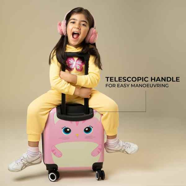 Troler Mercaton pentru Copii Model Pisicuta 3D Policarbonat cu Roti Pivotante 35 x 25 x 45 cm Roz – IoArtify.ro [5]