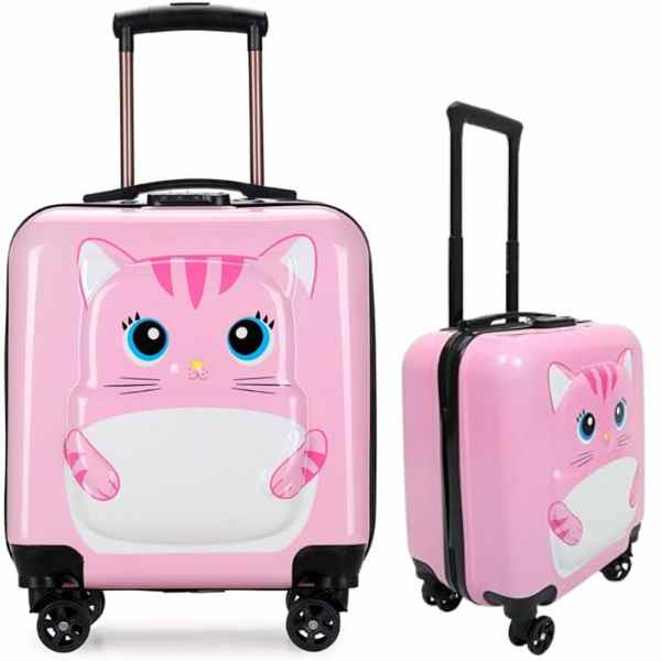 Troler Mercaton pentru Copii Model Pisicuta 3D Policarbonat cu Roti Pivotante 35 x 25 x 45 cm Roz – IoArtify.ro [2]