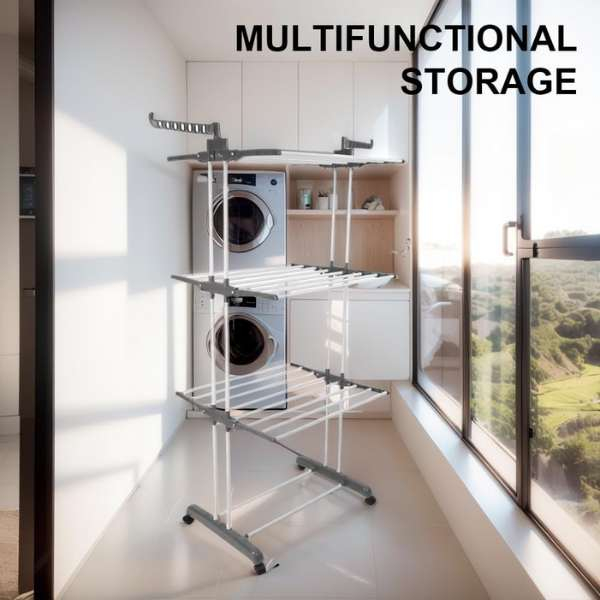 Uscător Vertical Pliabil de Rufe Mercaton, 3 Nivele, Capacitate 40 Kg, Design Robust și Compact, Alb [2]