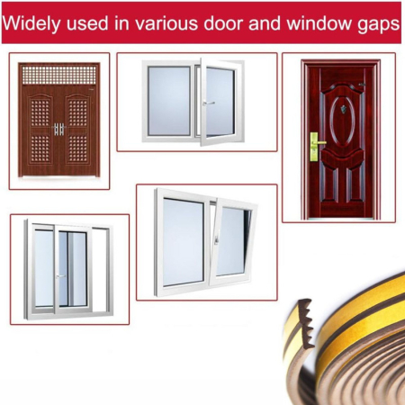 Set 2 Banda Autoadezivă pentru Etanșare Uși și Ferestre, Profil E, 9x4mm, Rezistent UV, Cauciuc EPDM, 6m, Maro [5]