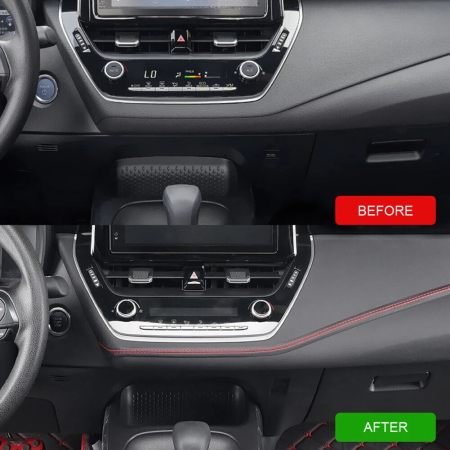 Banda decorativa pentru interiorul vehiculului AVX-DA105 lungime 2 metri din piele ecologica neagra cu cusatura rosie – IoArtify.ro [3]