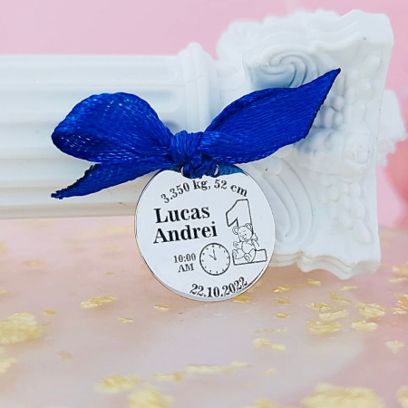 Bijuterii Argint Personalizate - Banut Argint Personalizabil pentru Botez - Bijuterie Unică din Argint 925