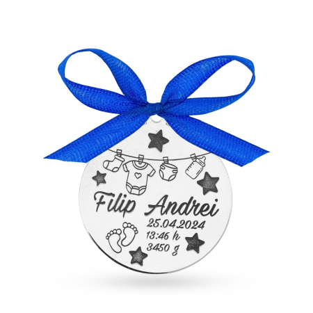 Banut Argint 2.5cm pentru botez - personalizabil Baby Cute - amintire de neuitat [3]