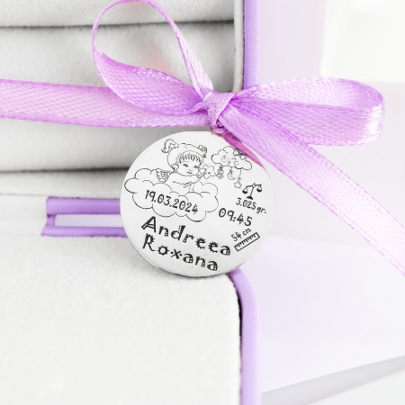 Banut argint personalizabil pentru botez - eleganță și rafinament - Baby Angelique [1]