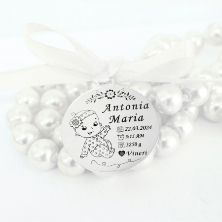 Banut Argint 2.5cm personalizabil pentru botez - Baby Rapsody - simbol puritate și începuturi noi [1]