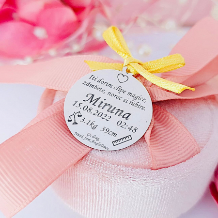 Bijuterii Argint Personalizate - Bănuț Argint Personalizabil pentru Botez - Bijuterie Unică pentru Copii