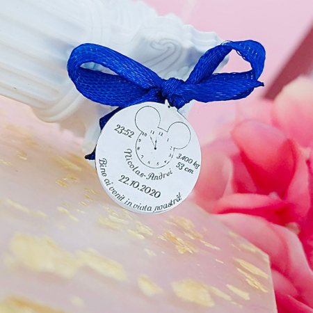 Bijuterii Argint Personalizate - Bănuț Argint 2cm Botez Personalizat - Cadou Unic pentru Bebeluși