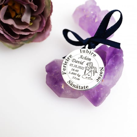 Bijuterii Argint Personalizate - Bănuț Argint 2cm Botez - Personalizat - Cadou Unic - Amintire Prețioasă