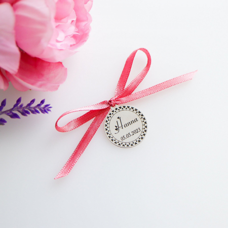 Bănuț Argint 2cm Botez - Personalizat Inimioare - Cadou Unic [1]