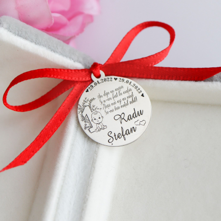 Bijuterii Argint Personalizate - Bănuț Argint 925 Personalizabil pentru Botez - Cadou Unic