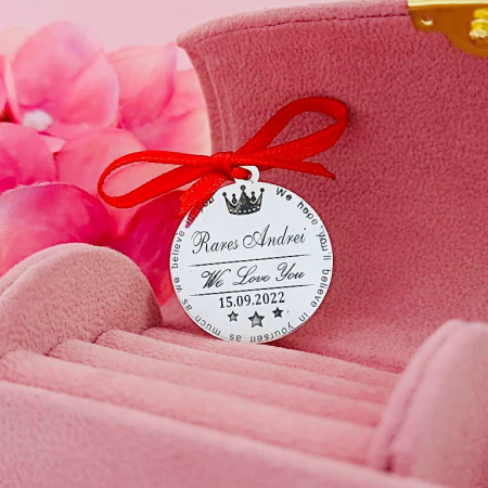 Bijuterii Argint Personalizate - Bănuț din Argint Personalizabil pentru Botez - Bijuterie de Suflet