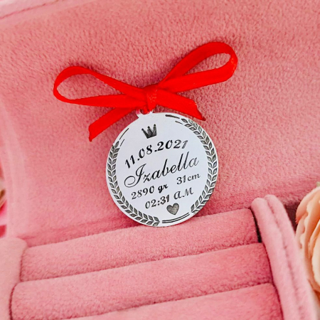 Bijuterii Argint Personalizate - Bănuț din Argint Personalizabil pentru Botez - Cadou memorabil pentru copil - Eleganță și rafinament
