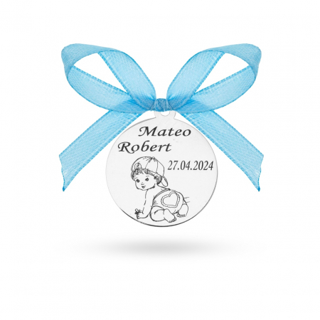 Pentru Moț - Botez - Nuntă - Bănuț Felicity din Argint 1.8cm - Bijuterie personalizabilă pentru botez, moț și turta
