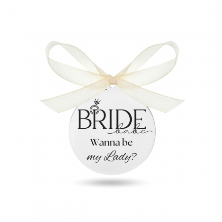 Bijuterii Argint Personalizate - Banut Nunta din Argint 2.5cm Bride Babe - Eleganță și rafinament pentru ziua cea mare
