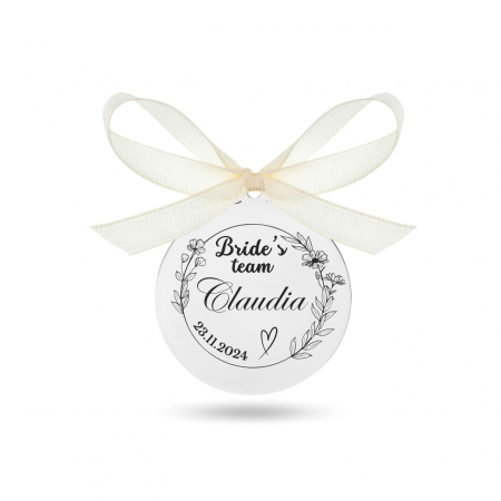 Bijuterii Argint Personalizate - Banut Nunta Argint 2.5cm Bride's Team - Bijuterie Eleganta si Personalizabila