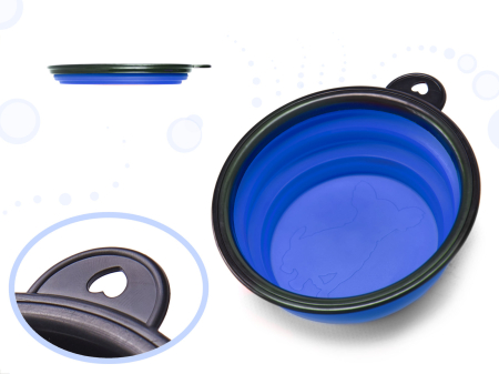 Bol de voiaj din silicon pentru animale de companie pliabil diametru 12 cm culoare albastra – IoArtify.ro [1]