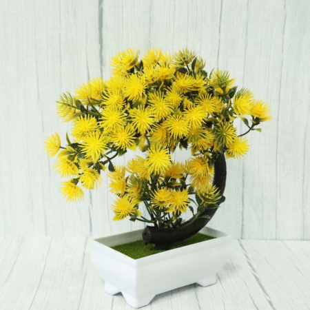 Decoratiuni Interioare - Bonsai decorativ artificial galben, 20 cm – eleganță și culoare pentru orice spațiu fără întreținere