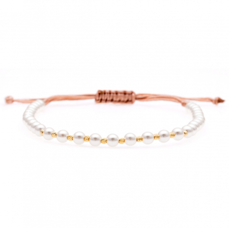 Bratari cu Perle si Aur 14K - Brățară cu 10 biluțe din aur 14K și perle de Mallorca – Eleganță și rafinament pentru orice ocazie