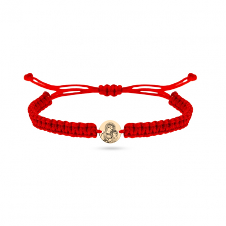 Bijuterii aur, argint, diamante, inox - Brățară cu bănuț de 6mm din Aur 14K gravat cu Fecioara Maria, personalizabil, pentru copii și ocazii religioase