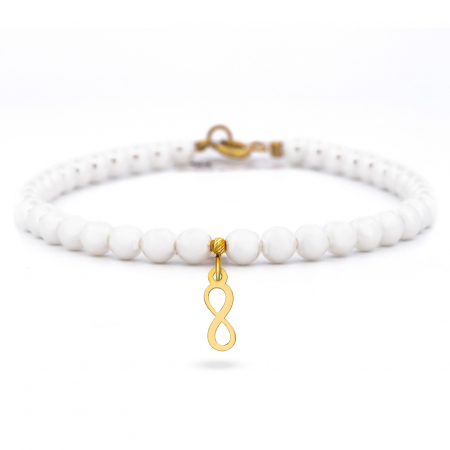 Bratari cu Perle si Aur 14K - Brățară cu perle și charm din aur 14K – opțiuni personalizabile: aripa înger, infinit, inimioară