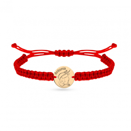 Bratari cu Banut Aur 14K - Brățară personalizabilă din aur 14k cu șnur și pandantiv de 10mm – Eleganță și stil unic