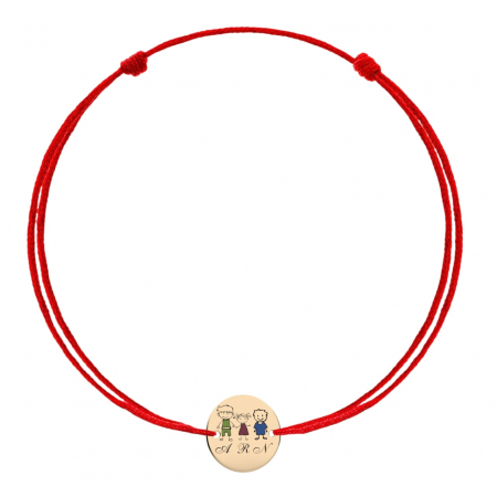 Bijuterii aur, argint, diamante, inox - Brățară personalizată din aur 14K cu desene colorate și inițiale, simbolul iubirii pentru copii