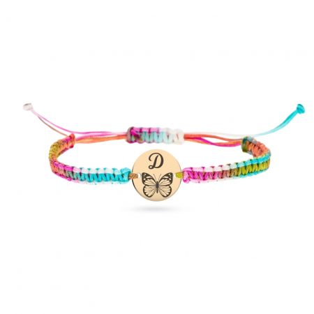 Bijuterii aur, argint, diamante, inox - Brățară din aur 14K cu bănuț gravat și fluturaș, personalizabil, eleganță și semnificație pentru orice stil