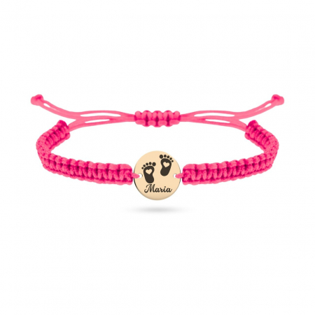 Brățară din aur 14K cu bănuț gravat și simbol tălpițe de bebe - Cadou personalizat pentru copilul tău [1]