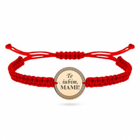 Bijuterii aur, argint, diamante, inox - Brățară din aur 14k "Te Iubim Mami" - Cadou Emoționant pentru Mama, Șnur Ajustabil, Design Elegant și Personalizabil