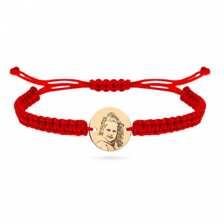 Bijuterii aur, argint, diamante, inox - Brățară personalizată din aur 14k cu gravură și șnur de mătase – Bijuterie unică pentru amintiri prețioase