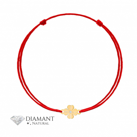 Bijuterii aur, argint, diamante, inox - Brățară cu Trifoi din Aur 14k și Diamant Natural – Eleganță, Noroc și Rafinament