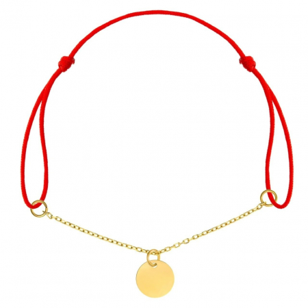 Bratari cu Banut Aur 14K - Brățară din Aur 14K cu Zale, Șnur și Bănuț 8mm – Eleganță și Personalizare pentru Orice Ocazie