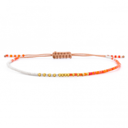 Bijuterii AUR 14K - Brățară de picior Orange din Aur 14K cu Bilute Diamond Cut și Mărgele Miyuki - Eleganță și Rafinament