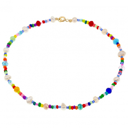 Brățară de picior Summer Mix cu perle de cultură și cristale colorate, aur 14K, eleganță și stil de vară [2]