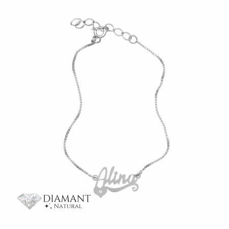 Bratari Argint cu Diamante - Bratara din Argint personalizata cu Nume si Diamant Natural