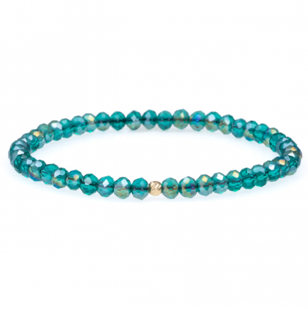 Brățară elastică cu cristale de 4mm și bilă din aur 14K – Eleganță modernă și rafinament subtil [4]