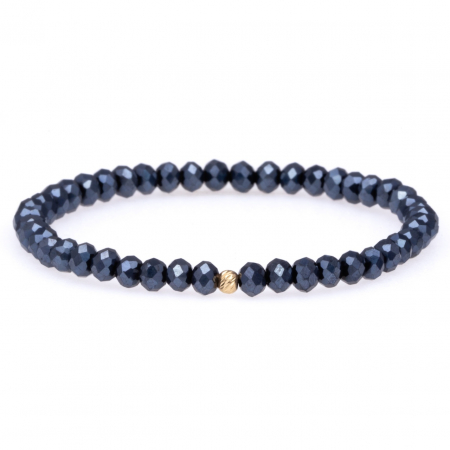 Brățară elastică cu cristale de 4mm și bilă din aur 14K – Eleganță modernă și rafinament subtil [5]