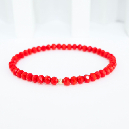 Brățară elastică cu cristale de 4mm și bilă din aur 14K – Eleganță modernă și rafinament subtil [1]