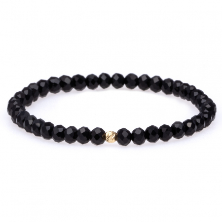 Brățări Elastice cu Aur 14K - Brățară elastică cu cristale de 4mm și bilă din aur 14K – Eleganță modernă și rafinament subtil