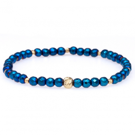 Brățări Elastice cu Aur 14K - Brățară elastică Prosperity din aur 14K și Hematite – Eleganță, Prosperitate și Energie Pozitivă