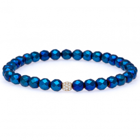 Brățări Elastice cu Aur 14K - Brățară elastică Wisdom cu Hematite și charm din aur 14K – Eleganță, Rafinament și Stil Modern