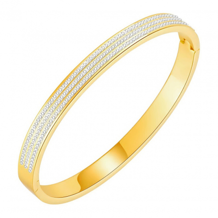 Bijuterii aur, argint, diamante, inox - Brățară Fixa Crystal din Inox placată cu AUR 18K – Eleganță și Rezistență în Detaliu