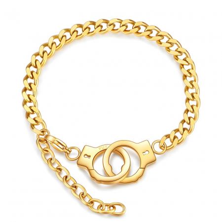 Brățări Inox și Aur - Brățară Handcuffs din Inox placată cu AUR 18K – Eleganță, Durabilitate și Stil Modern