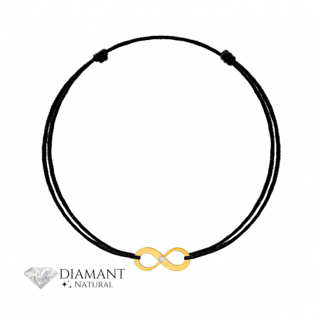 Bijuterii aur, argint, diamante, inox - Brățara Infinit din Aur 14k și Diamant Natural – Eleganță Eternă și Rafinament