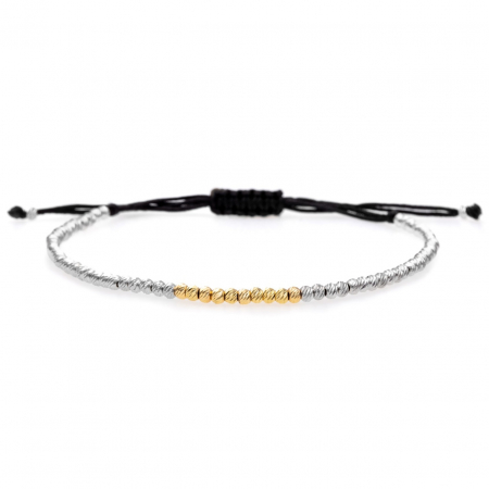 Bijuterii aur, argint, diamante, inox - Brățara Line Silver&Gold cu bile din aur și argint – Eleganță subtilă și strălucire sofisticată