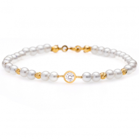 Bratari cu Perle si Aur 14K - Brățară Magic Pearls cu bile din aur 14K – Eleganță, Strălucire și Personalizare pentru Orice Ocazie